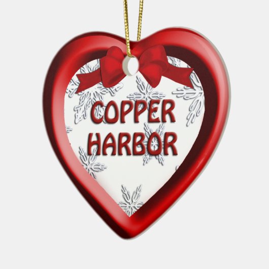 Copper Harbour Michigan Snowflake Heart Ornament (Links)