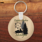 Copper Harbour Michigan Snowmobile Beer Basic 3 Sleutelhanger (Voorkant)