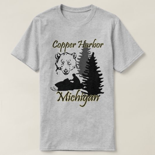 Copper Harbour Michigan Snowmobile Beer Basic Grey T-shirt (Design voorkant)