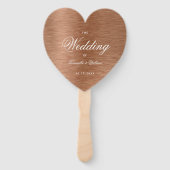 Copper Heart Elegant White Script Wedding Programm Handwaaier (Voorkant)
