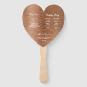 Copper Heart Elegant White Script Wedding Programm Handwaaier (Achterkant)