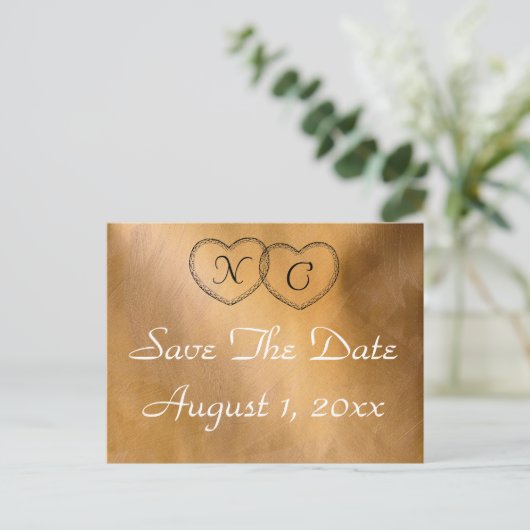Copper Hearts slaat de datum op Aankondigingskaart (Staand voorkant)