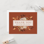 Copper Herfst Terracotta Leaves Floral bedankt Kaart (Voorkant / Achterkant in situ)