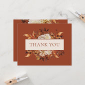 Copper Herfst Terracotta Leaves Floral bedankt Kaart (Voorkant / Achterkant in situ)