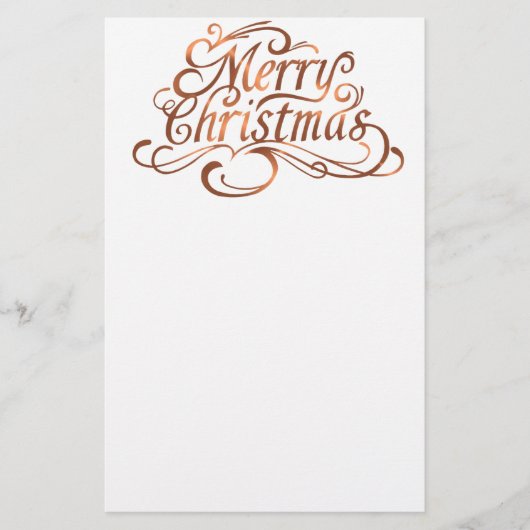 Copper-look Merry-kerstscript Briefpapier (Voorkant)