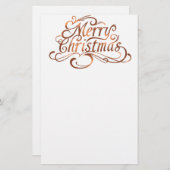 Copper-look Merry-kerstscript Briefpapier (Voorkant / Achterkant)