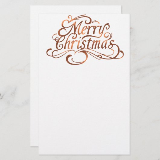 Copper-look Merry-kerstscript Briefpapier (Voorkant / Achterkant)