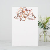 Copper-look Merry-kerstscript Briefpapier (Staand voorkant)
