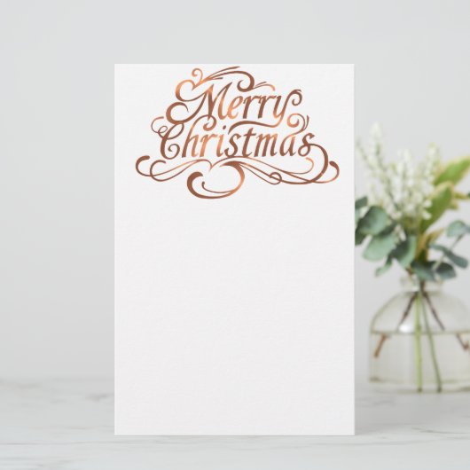 Copper-look Merry-kerstscript Briefpapier (Staand voorkant)