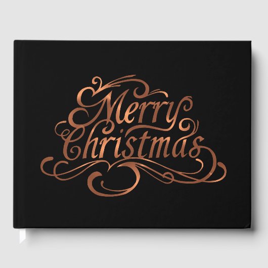 Copper-look Merry-kerstscript Gastenboek (Voorkant)