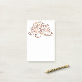 Copper-look Merry-kerstscript Post-it® Notes (Op bureau)