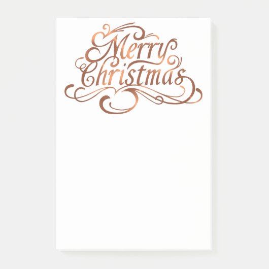 Copper-look Merry-kerstscript Post-it® Notes (Voorkant)