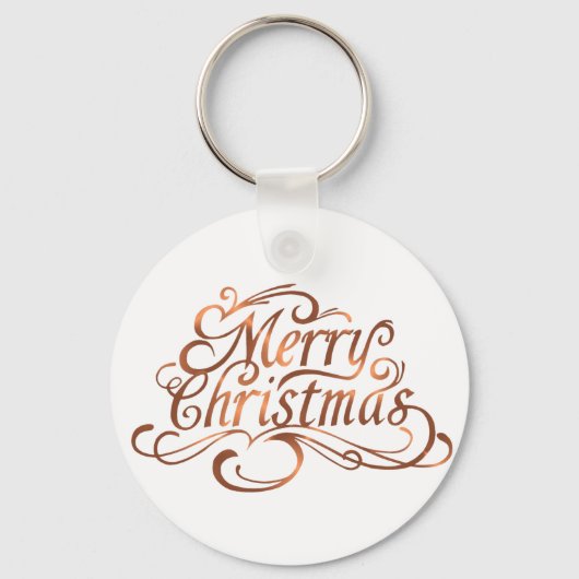Copper-look Merry-kerstscript Sleutelhanger (Voorkant)