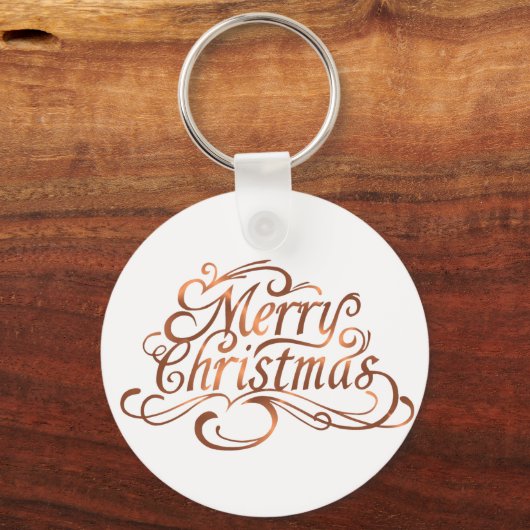 Copper-look Merry-kerstscript Sleutelhanger (Voorkant)