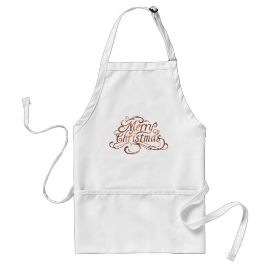 Copper-look Merry-kerstscript Standaard Schort (Voorkant)