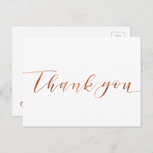 Copper-look Thank You script ontwerp Briefkaart (Voorkant / Achterkant)