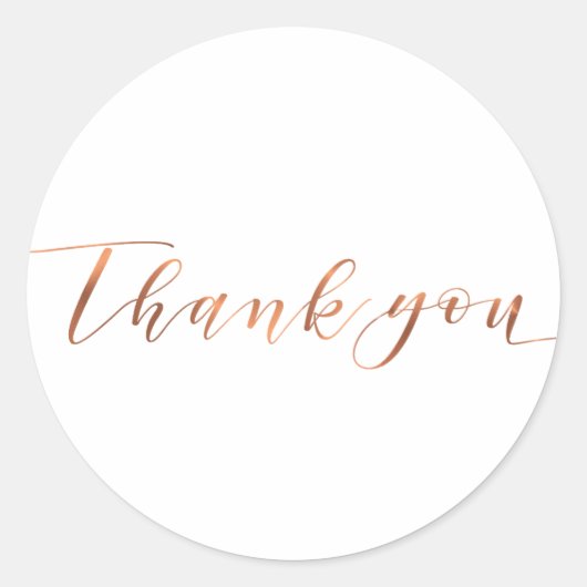 Copper-look Thank You script ontwerp Ronde Sticker (Voorkant)