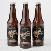 Copper Majestic Bull Elk Silhouette Bier Etiket (Flessen)