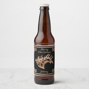 Copper Majestic Bull Elk Silhouette Bier Etiket