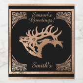 Copper Majestic Bull Elk Silhouette Wijn Etiket (Enkel label)