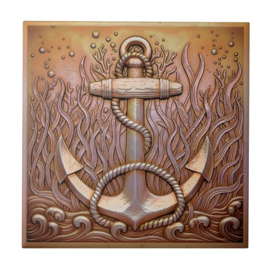 Copper Metallic Iridescent Anchor ID1223 Tegeltje (Voorkant)