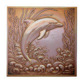 Copper Metallic Iridescent Dolphin D1223 Tegeltje (Voorkant)