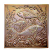 Copper Metallic Iridescent Fish D1223 Tegeltje (Voorkant)