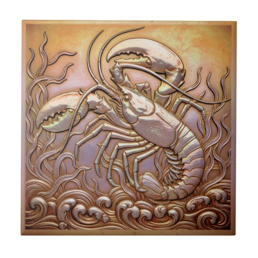 Copper Metallic Iridescent Lobster D1223 Tegeltje (Voorkant)