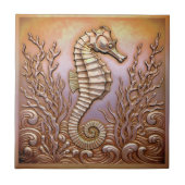 Copper Metallic Iridescent Seahorse D1223 Tegeltje (Voorkant)