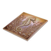 Copper Metallic Iridescent Seahorse D1223 Tegeltje (Zijkant)