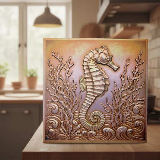 Copper Metallic Iridescent Seahorse ID1223 Tegeltje