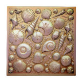 Copper Metallic Iridescent Seashells D1223 Tegeltje (Voorkant)