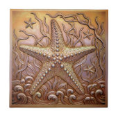 Copper Metallic Iridescent Starfish D1223 Tegeltje (Voorkant)