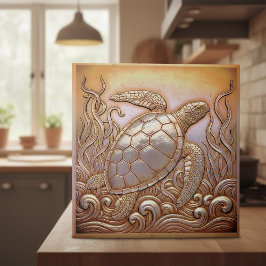Copper Metallic Iridescent Turtle D1223 Tegeltje