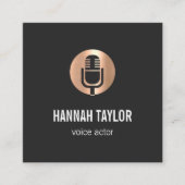 Copper Microphone Voice Actor Vierkante Visitekaartje (Voorkant)