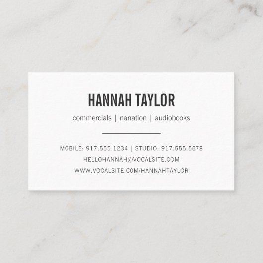 Copper Microphone Voice Actor Visitekaartje (Achterkant)