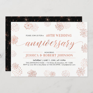 Copper Modern Floral 40th Wedding Jubileum Kaart