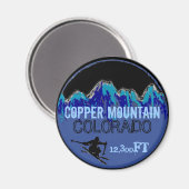 Copper Mountain Colorado blauwe ski art magneet (Voorkant / Achterkant)