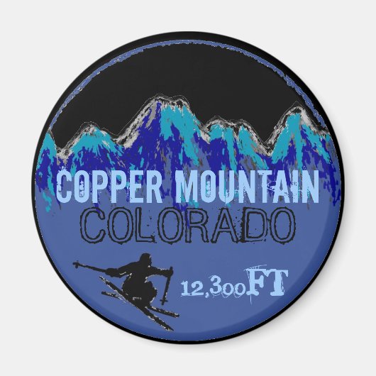 Copper Mountain Colorado blauwe ski art magneet (Voorkant)