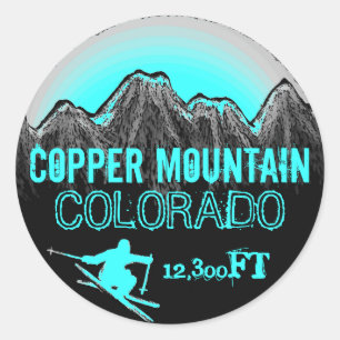 Copper Mountain Colorado blauwgroen ski kunst stic Ronde Sticker