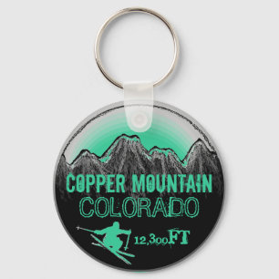 Copper Mountain Colorado blauwgroen skicart sleute Sleutelhanger
