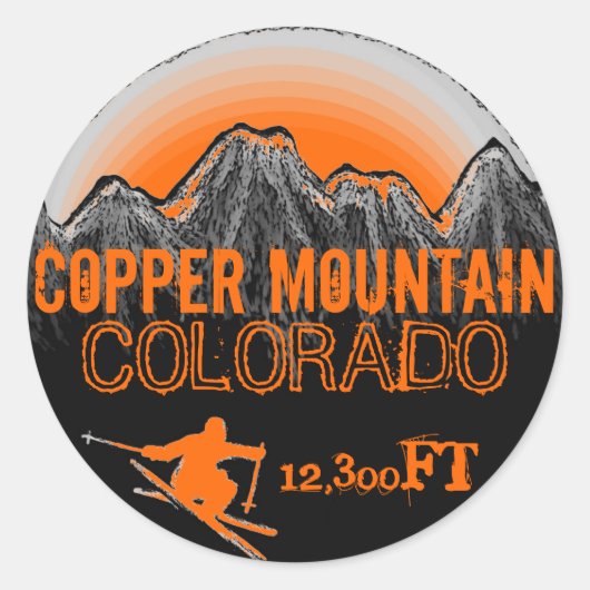 Copper Mountain Colorado oranje ski art stickers (Voorkant)