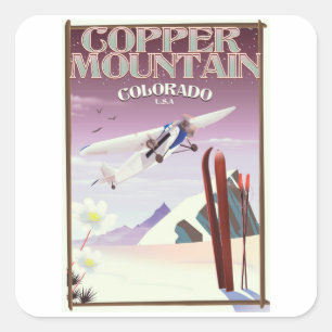 Copper Mountain colorado vintage poster Vierkante Sticker