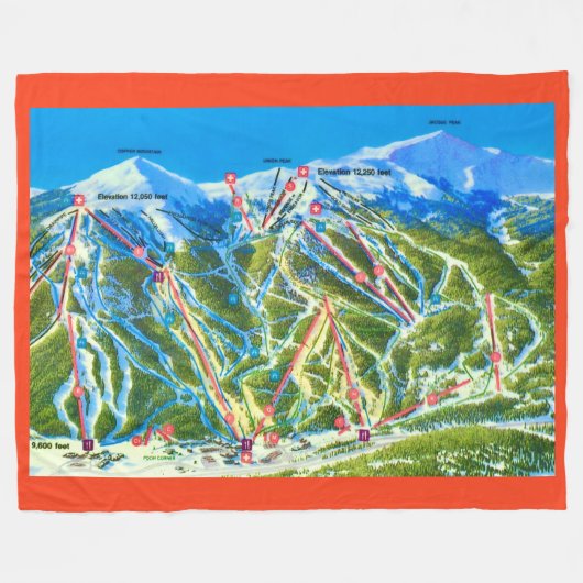 Copper Mtn Ski Slopes Fleece Blanket Deken (Voorkant (Horizontaal))