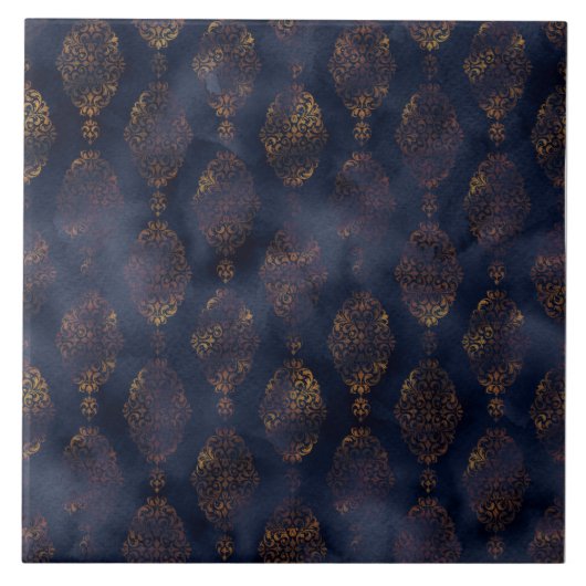 Copper Patina Damask Waterverf Pattern Tegeltje (Voorkant)
