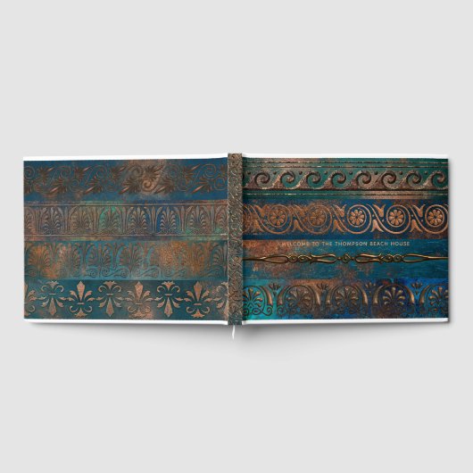 Copper Patina en Turquoise Grecian Metallic Gastenboek (Volledig)