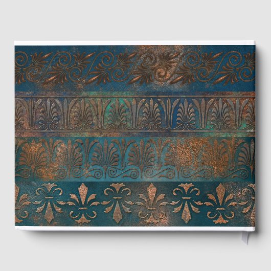 Copper Patina en Turquoise Grecian Metallic Gastenboek (Achterkant)