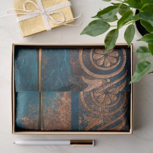 Copper Patina en Turquoise Grecian Metallic Tissuepapier (Geschenk)