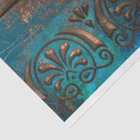 Copper Patina en Turquoise Grecian Metallic Tissuepapier (Detail)