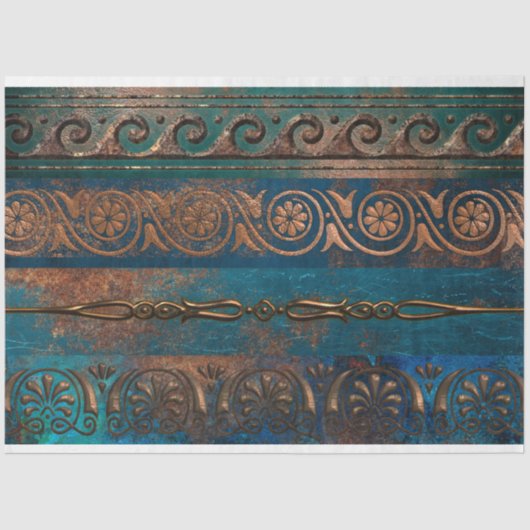 Copper Patina en Turquoise Grecian Metallic Tissuepapier (Voorkant)